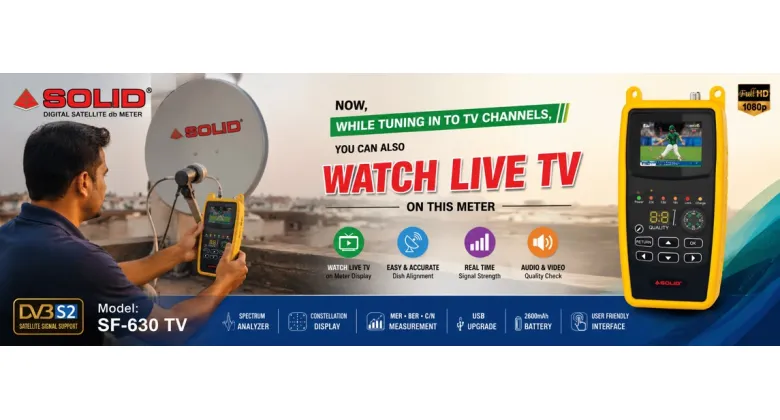 Watch Live TV While Aligning Your Satellite Dish with the SOLID SF-630 TV Meter.